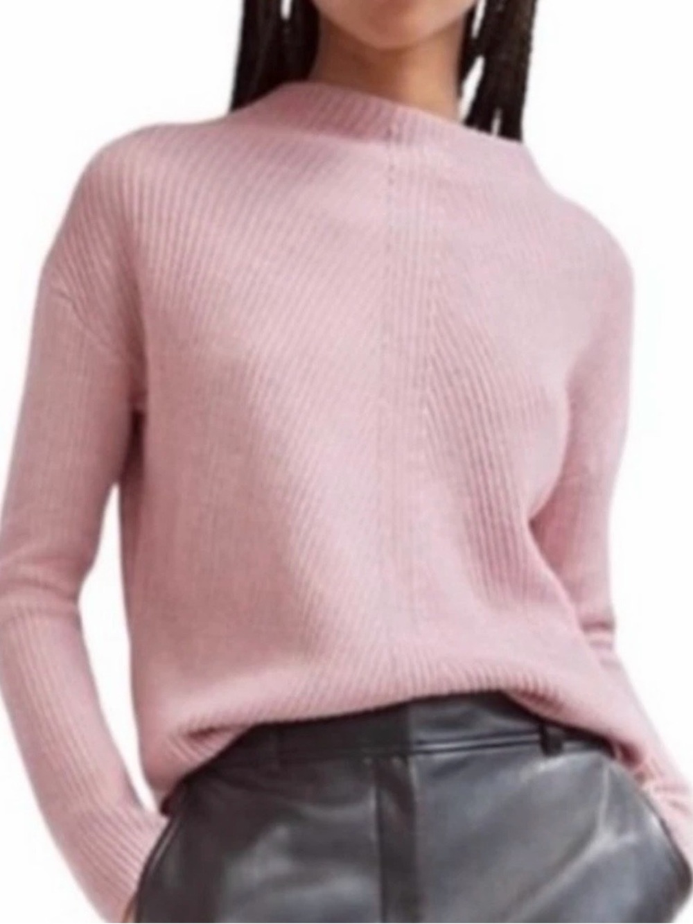 Babaton Chalmers Light Pink Mock
Neck Knit Sweater Linen/Wool Blend